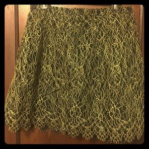 J.Crew neon yellow/ navy lace skirt